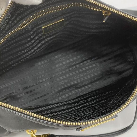 Prada Shoulder Bag Nylon Black Gold Hardware Women - Picture 4 of 10